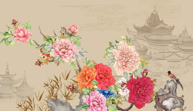 高端新中式國畫花鳥圖