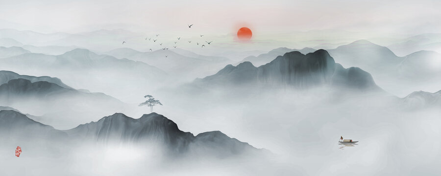 水墨山水圖