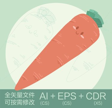 卡通可愛健康蔬菜胡蘿卜
