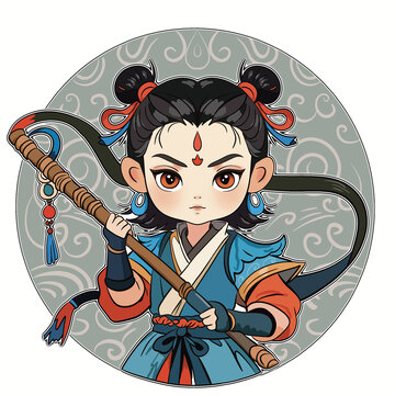 申公豹哪吒系列插畫IP形象素材