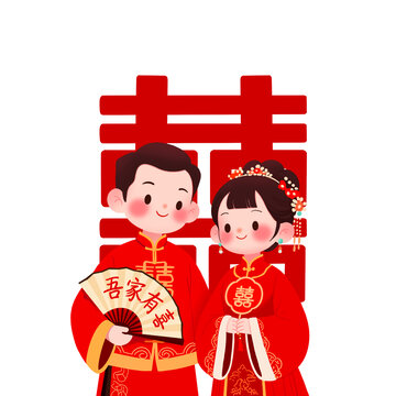 中式婚禮新人結(jié)婚囍喜字窗花貼紙