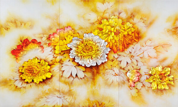 花開富貴牡丹花背景墻裝飾畫