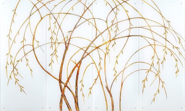 抽象植物樹枝葉子藝術(shù)背景墻裝飾畫