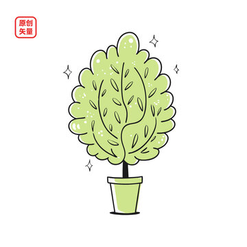 矢量插圖植物簡約盆栽綠植
