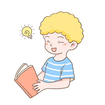 學(xué)生看書(shū)考試手繪卡通元素
