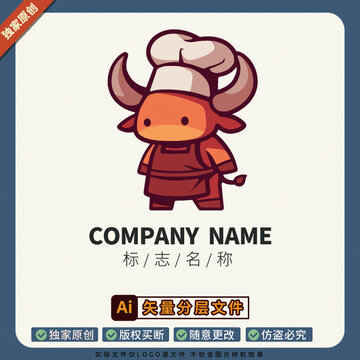 LOGO標(biāo)志簡潔廚師餐飲商標(biāo)品牌形象