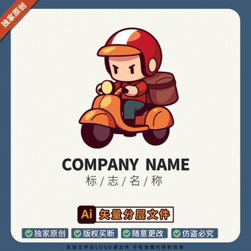外賣網(wǎng)紅跑腿小哥電車標(biāo)志LOGO品牌形象