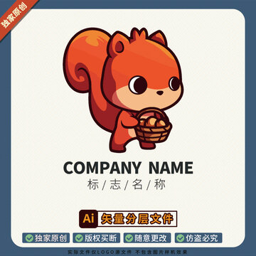 堅(jiān)果零食包裝卡通可愛(ài)小松鼠LOGO標(biāo)志