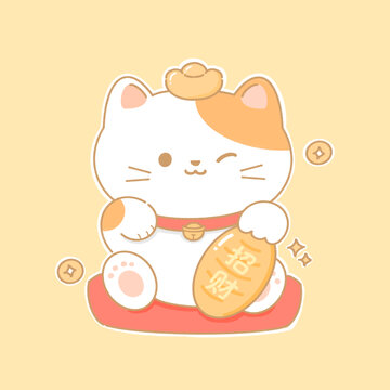 招財(cái)貓插畫