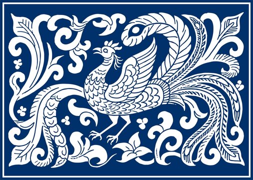 少數(shù)民族蠟染鳳凰圖案