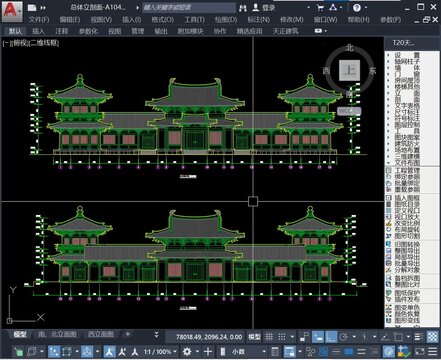 上海寶山寺天王殿鐘鼓樓建筑CAD施工圖