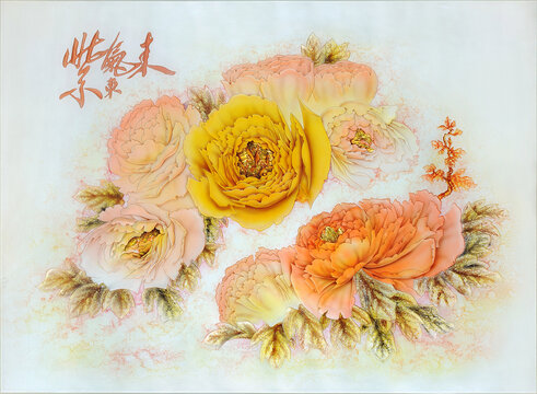 花開富貴牡丹花背景墻裝飾畫