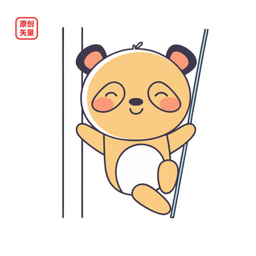 矢量插圖動物開心玩耍熊貓