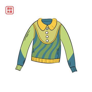 矢量插圖衣服女式長袖毛衣