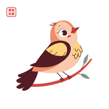 矢量插圖動(dòng)物枝頭小鳥(niǎo)