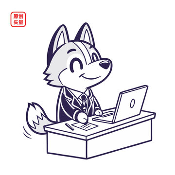 矢量插圖動物職場工作小狗