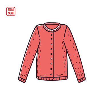 矢量插圖服裝簡約紅色羊毛衫