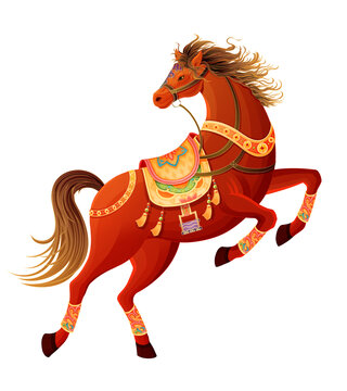 馬年生肖馬國(guó)風(fēng)插畫元素
