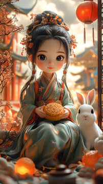 月兔女孩與中秋燈會(huì)