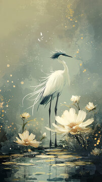 水鳥藍(lán)冠花簇