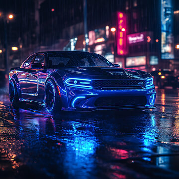 藍(lán)色霓虹車燈