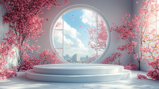 櫻花圓形講臺(tái)