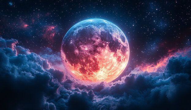 紅月宇宙星光圖