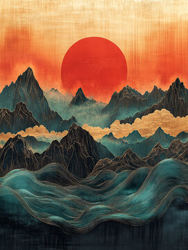紅天墨嶺金云圖