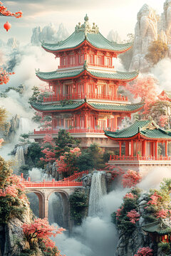 玉色山水祥云圖