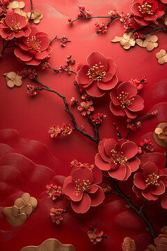 金色花卉云紋背景