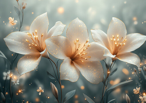 金鑲紫花白蕊圖