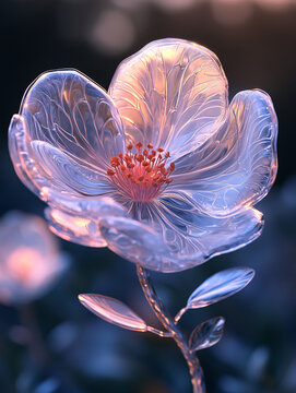 玻璃花與紫色背景