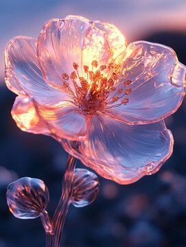 玻璃花與紫色背景