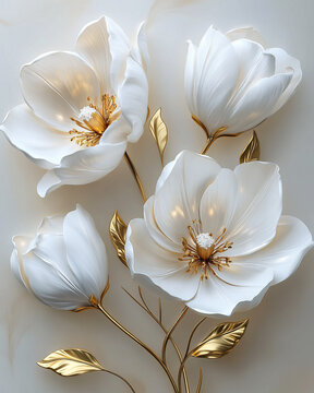白金花卉三維藝術(shù)