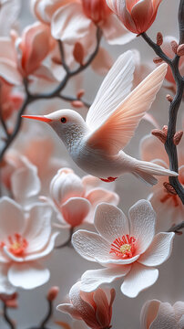 粉墻鶴鳥木蘭花