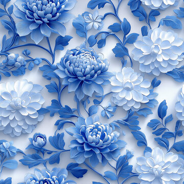 藍白花卉圖案