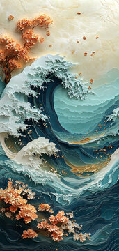 深海波浪紙雕