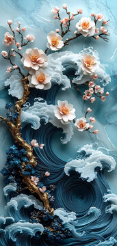 櫻花波浪紙雕