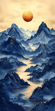 山水流云圖
