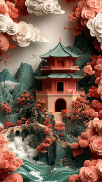 玉石山水祥云圖