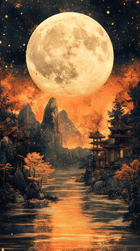 古風(fēng)月下水中月