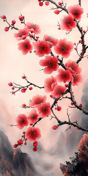 桃花梅花圖