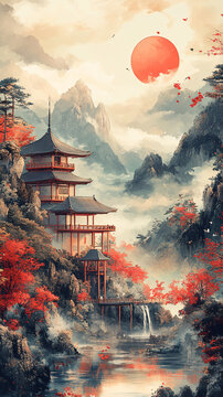 日本風(fēng)景圖案