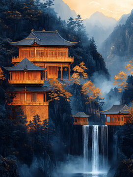金箔山水裝飾畫