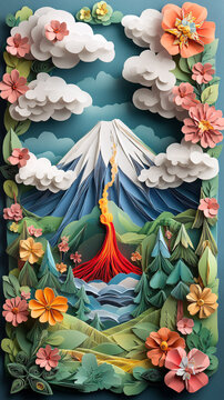 紙藝森林火山海報(bào)