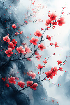 水墨小花圖