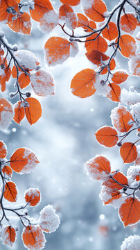 冬日葉雪飾邊圖