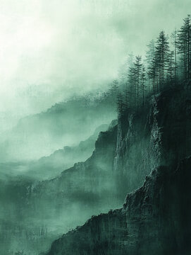 灰綠漸變樹林