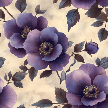 紫花綠葉圖案