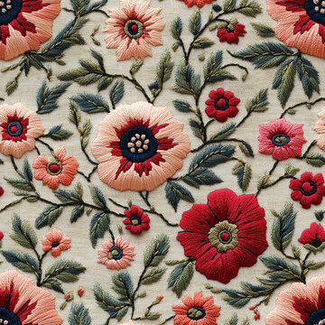 花卉幾何刺繡圖案
